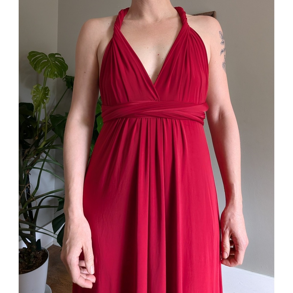 Vintage Red Infinity Dress Convertible Transformer Maxi Multi Way Bridesmaid - Picture 6 of 16